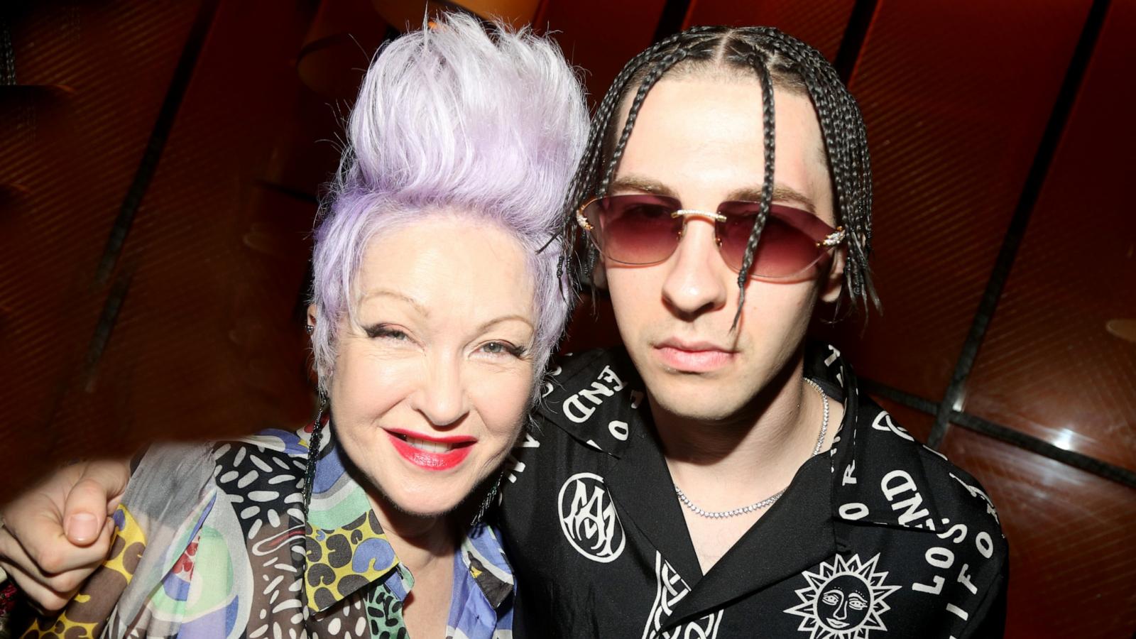 PHOTO: Cyndi Lauper and son Declyn Lauper pose at the Tribecca Film Festival premiere after party for the Cyndi Lauper documentary "Let the Canary Sing" at Serafina UWS on June 14, 2023 in New York City.