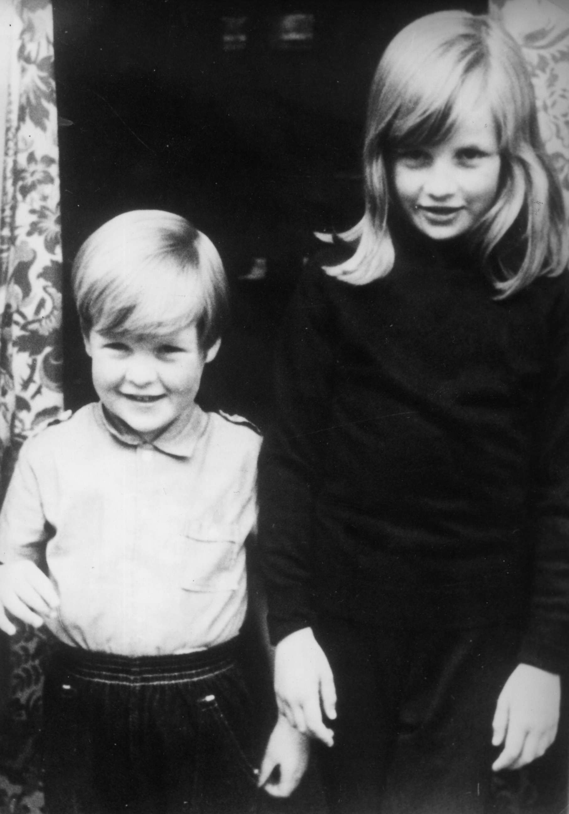 PHOTO: Lady Diana Spencer with her brother Charles (Earl Spencer) in Viscount Althorp, at their home in Berkshire, U.K., 1968.  