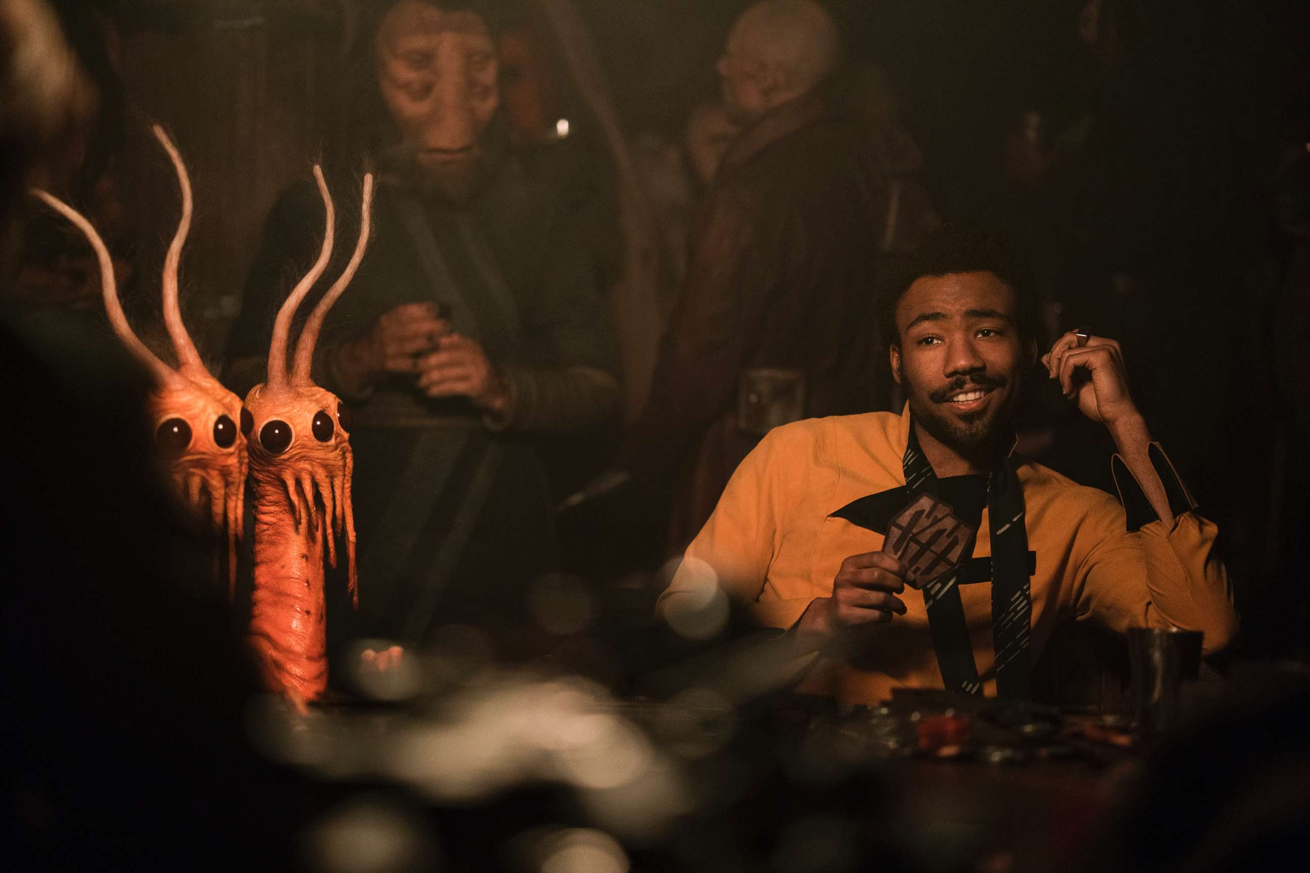 PHOTO: This image released by Lucasfilm shows Donald Glover as Lando Calrissian in a scene from "Solo: A Star Wars Story."
