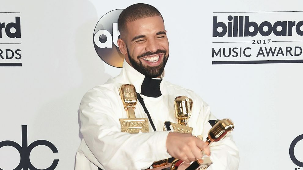 PHOTO: Rapper-singer-songwriter Drake poses with awards at the 2017 Billboard Music Awards at T-Mobile Arena, May 21, 2017, in Las Vegas.
