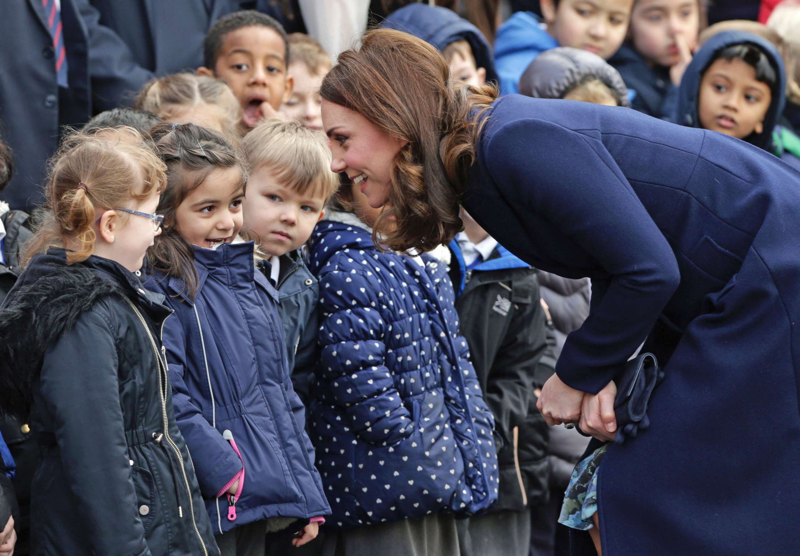 PHOTO: Britain's Kate, Duchess of Cambridge, interacts with children during a visit the Reach Academy Feltham, in London, Jan.  10, 2018.