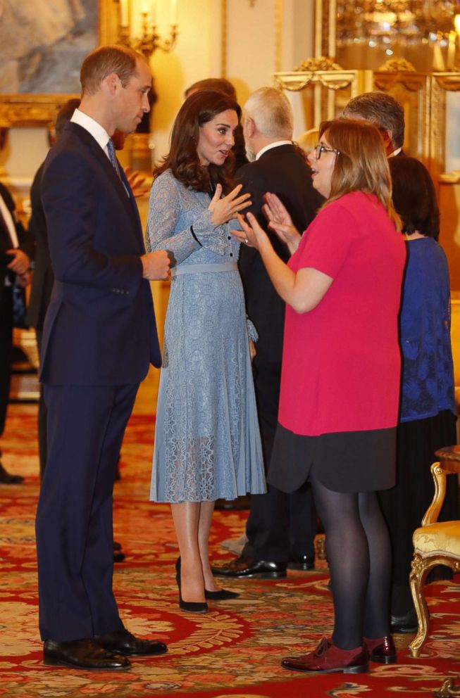 PHOTO: Britain's Prince William, Duke of Cambridge and Catherine, Duchess of Cambridge attend a reception at Buckingham Palace to celebrate World Mental Health Day in central London, Oct. 10, 2017. 