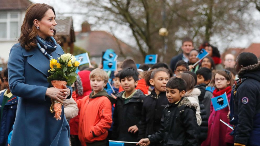 PHOTO: Britain's Kate, The Duchess of Cambridge, arrives for a visit to Roe Green Junior School in London, Jan. 23, 2018. 