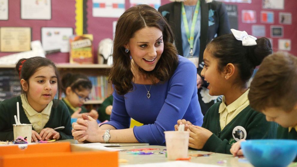 VIDEO: Kate, 36, visited Roe Green Junior School in London to launch the Mentally Health Schools program.