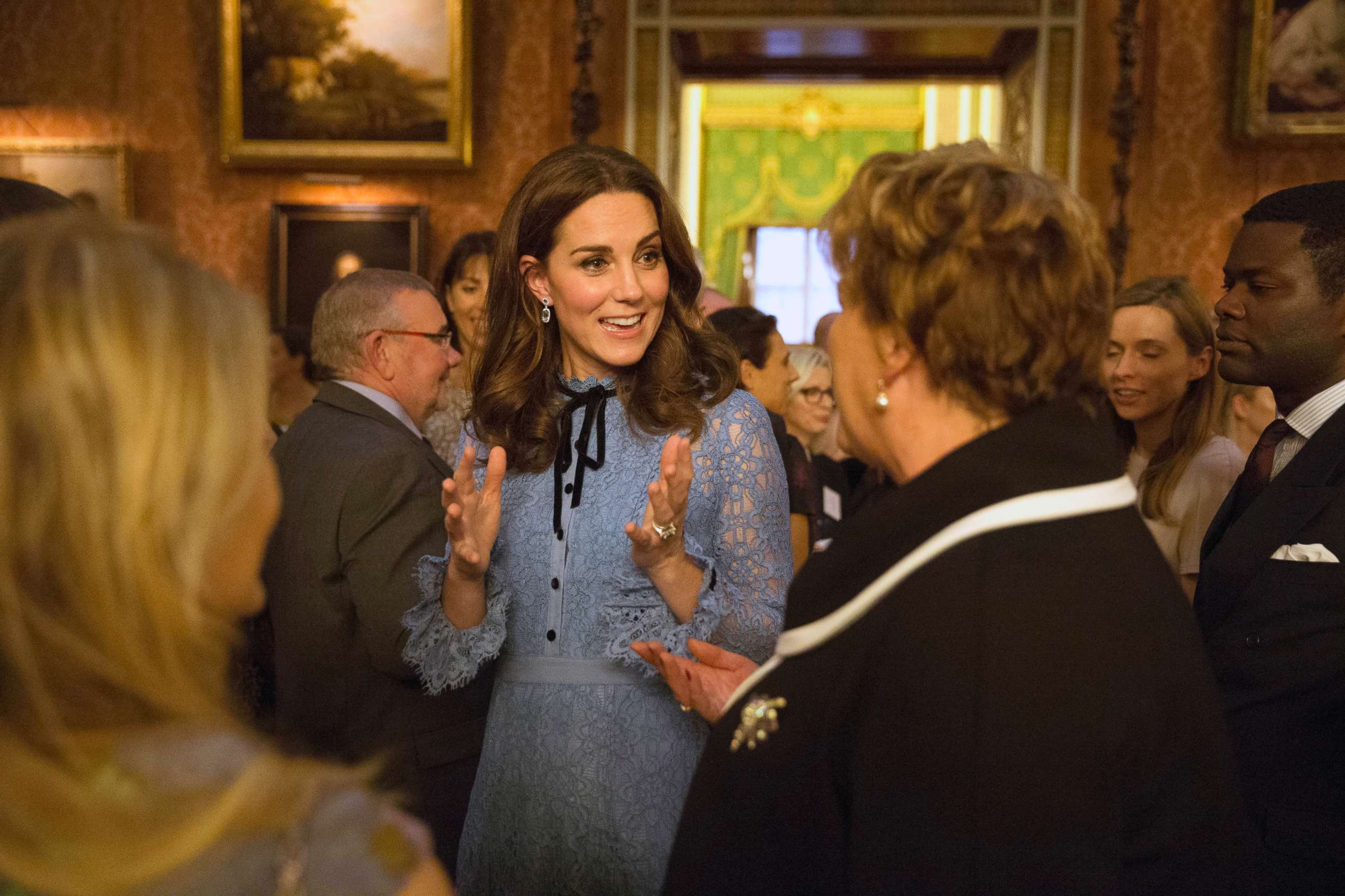 PHOTO: Prince William, Catherine Duchess of Cambridge and Prince Harry at a World Mental Health Day reception at Buckingham Palace in London, Oct. 10, 2017.