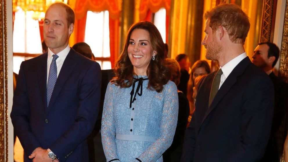 PHOTO: Prince William, Catherine Duchess of Cambridge and Prince Harry at a World Mental Health Day reception at Buckingham Palace in London, Oct. 10, 2017.