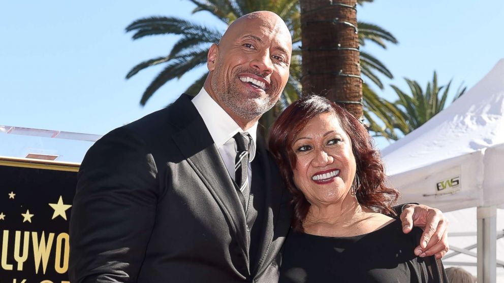PHOTO: Actor Dwayne Johnson and mom Ata Johnson attend the ceremony honoring Dwayne Johnson with star on the Hollywood Walk of Fame, Dec. 13, 2017 in Hollywood.