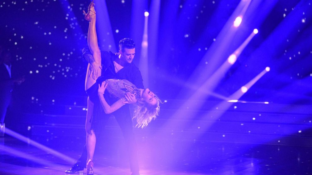 "Dancing with the Stars" is back with a new, dynamic cast of celebrities who are ready to hit the ballroom floor and celebrate the show's landmark 25th season. Mark Ballas and Lindsey Stirling shown on the stage.