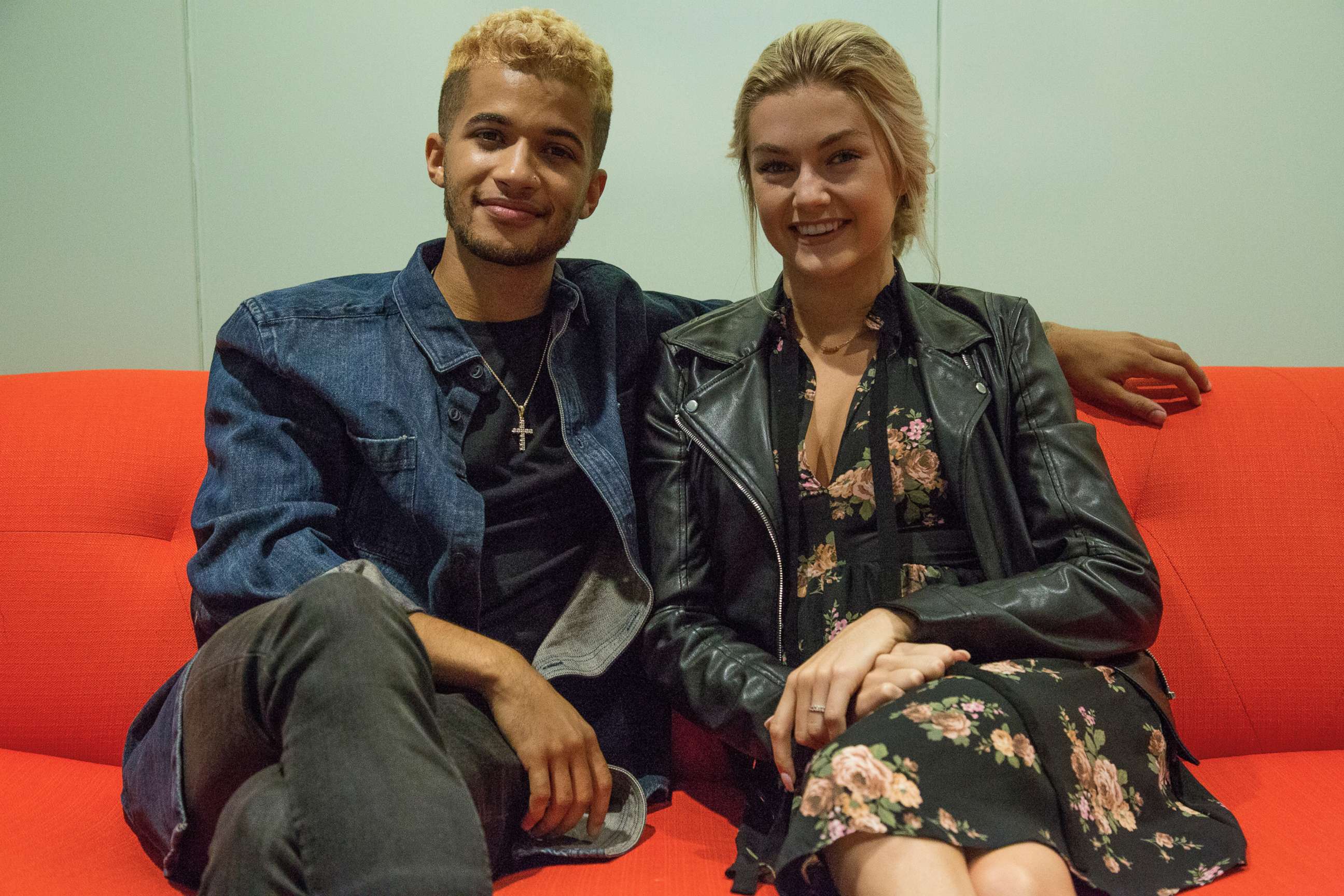 PHOTO: Jordan Fisher and Lindsay Arnold from season 25 of "Dancing with the Stars" talk about their experience on the show on Sept. 9, 2017.
