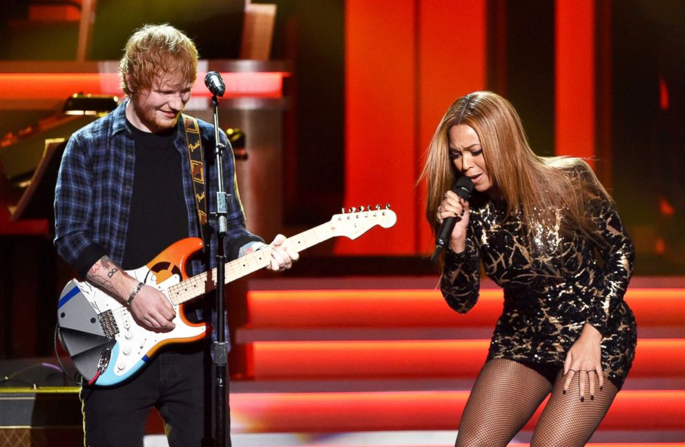 PHOTO: Ed Sheeran and Beyonce perform during Stevie Wonder: Songs In The Key Of Life - An All-Star Grammy Salute on Feb. 10, 2015, in Los Angeles.