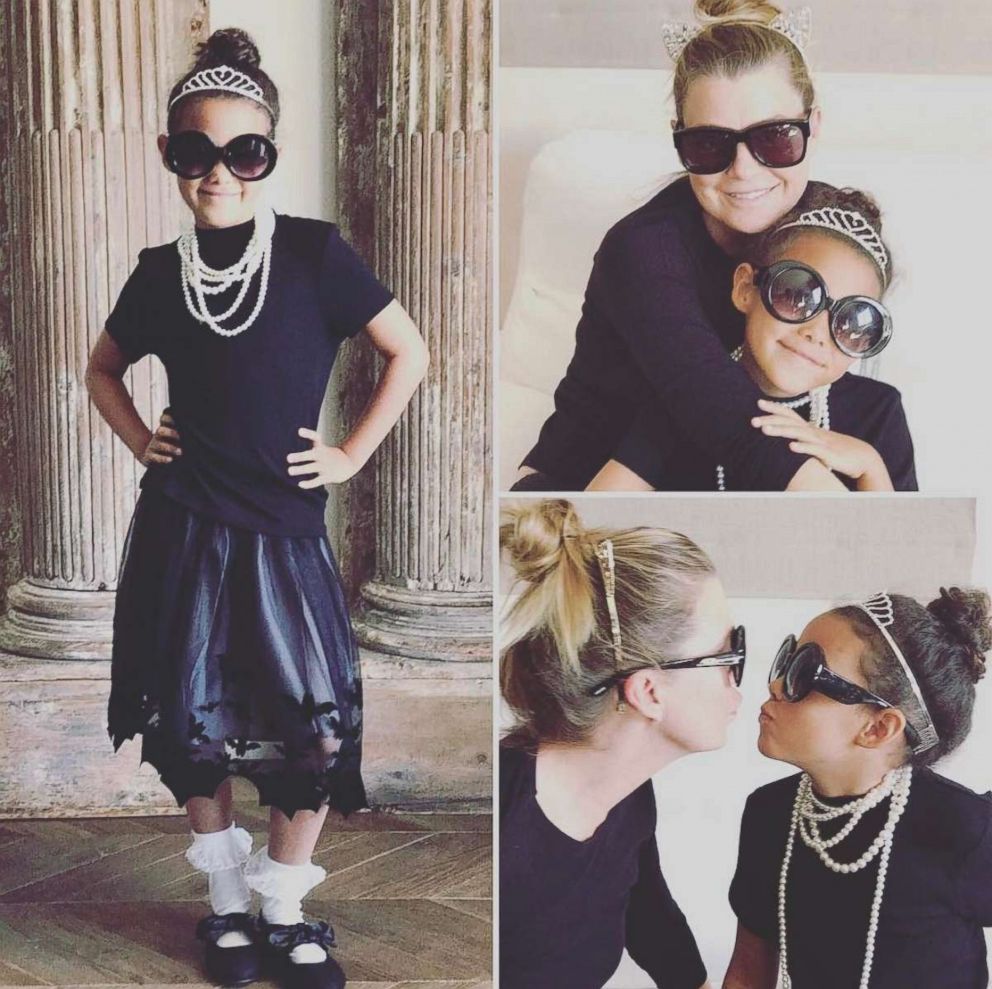 PHOTO: Ellen Pompeo with daughter Stella dressed as Holly Golightly from "Breakfast at Tiffany's."