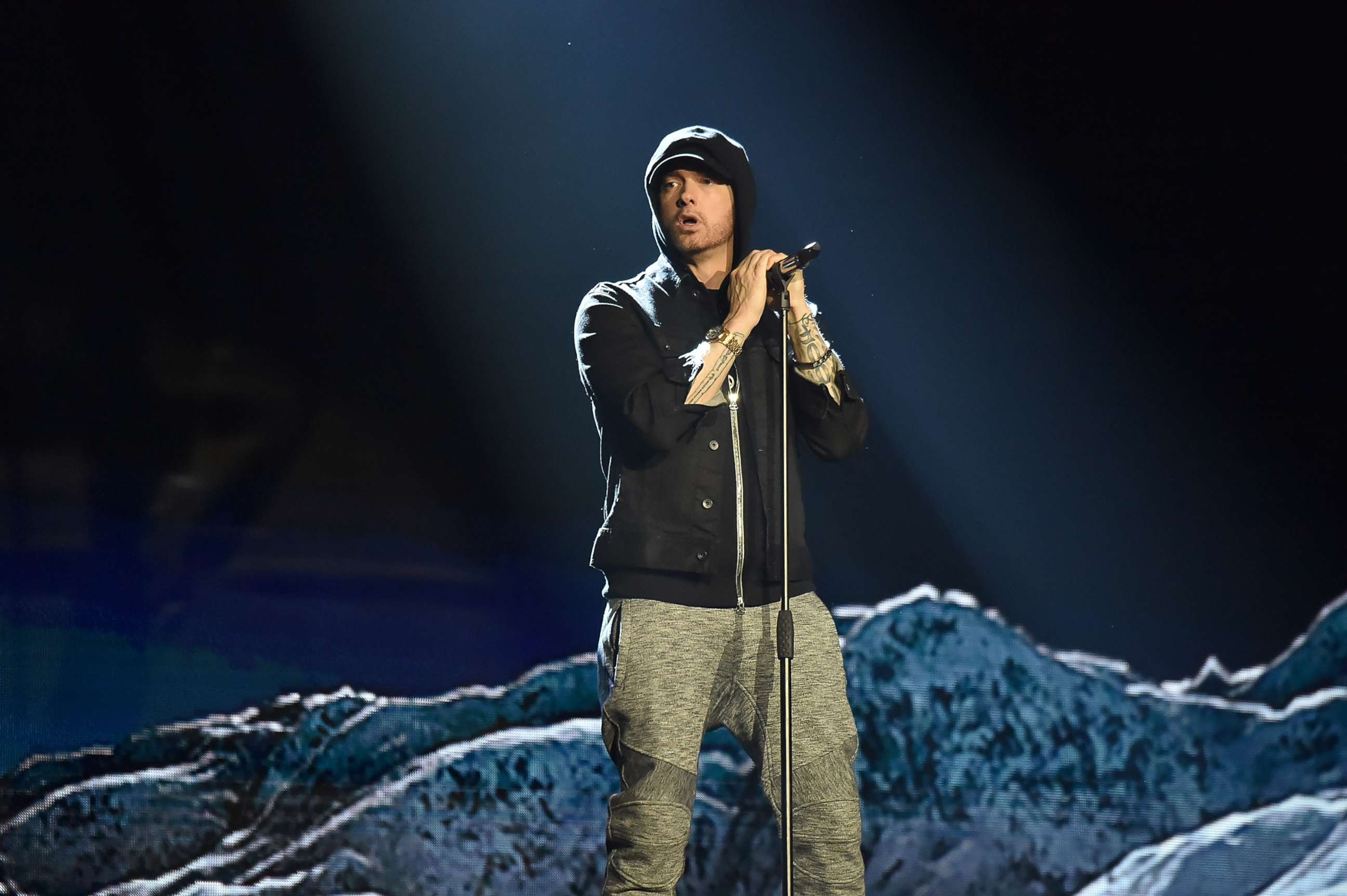 PHOTO: Eminem performs during the MTV EMAs 2017 on Nov. 12, 2017, in London.