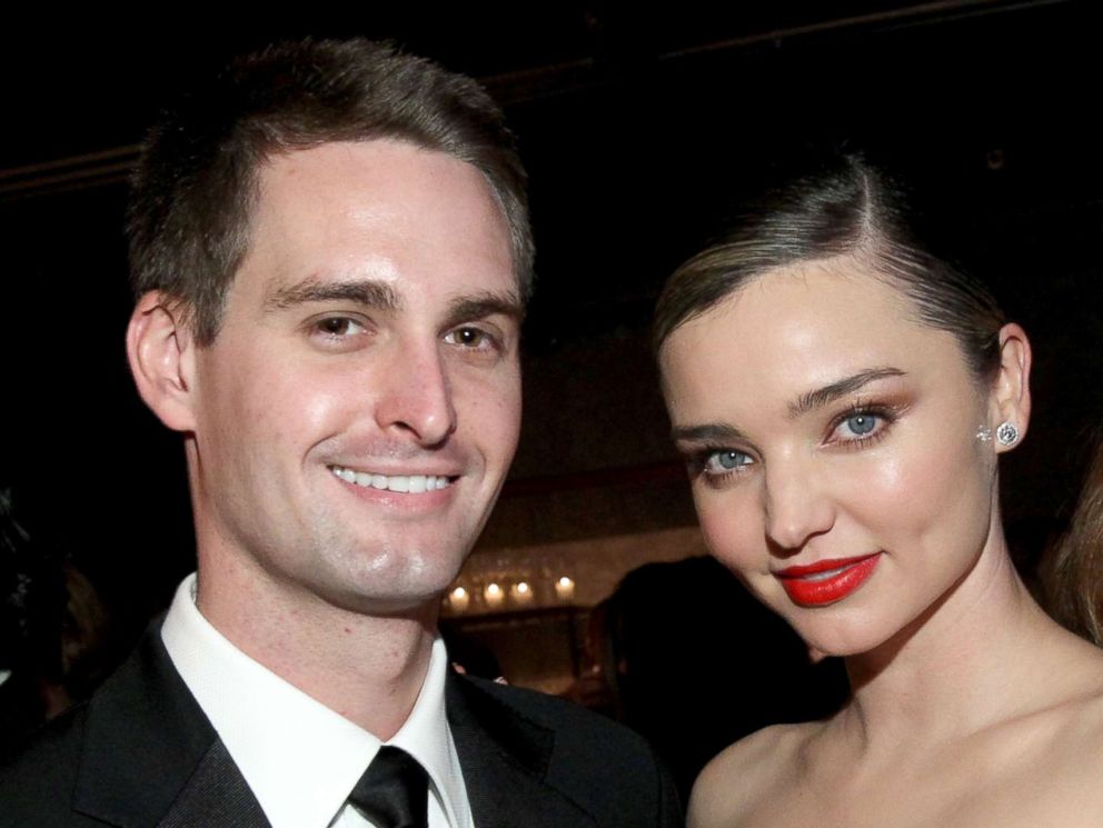 PHOTO: In this file photo, founder, Snapchat Evan Spiegel and model Miranda Kerr attend the Fifth Annual Baby2Baby Gala, Presented By John Paul Mitchell Systems at 3LABS, Nov. 12, 2016, in Culver City, Calif.