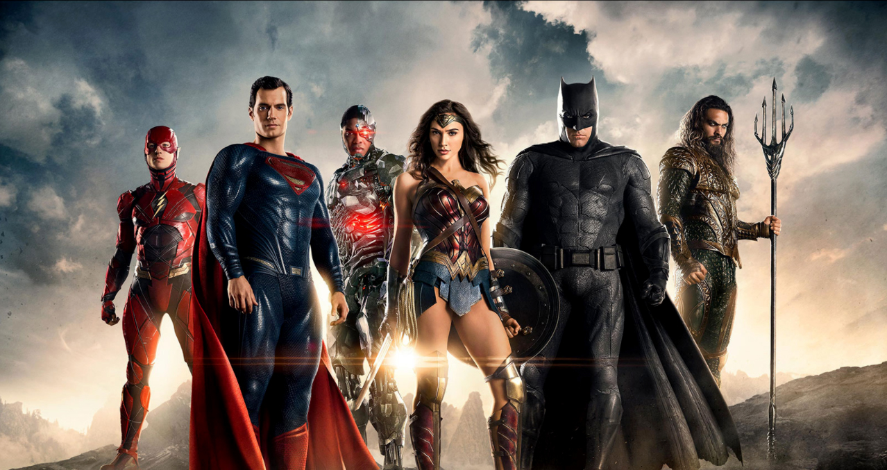 PHOTO: Ezra Miller, Henry Cavill, Ray Fisher, Gal Gadot, Ben Affleck and Jason Momoa in a scene from  "Justice League."