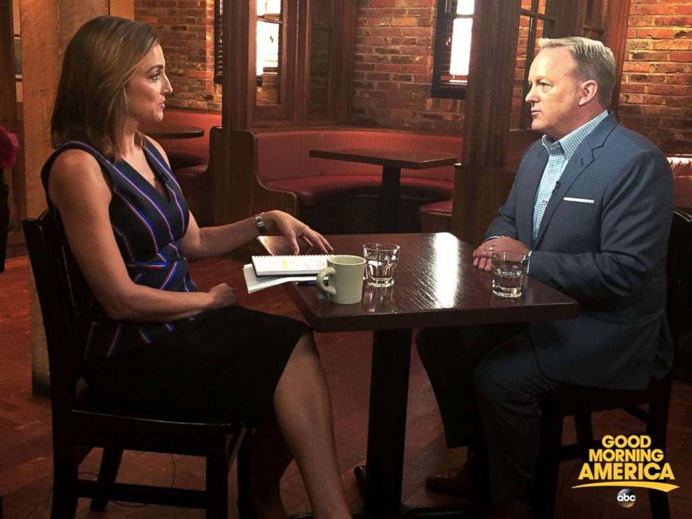 PHOTO: ABC News' Paula Faris sat down for an interview with former White House press secretary Sean Spicer.