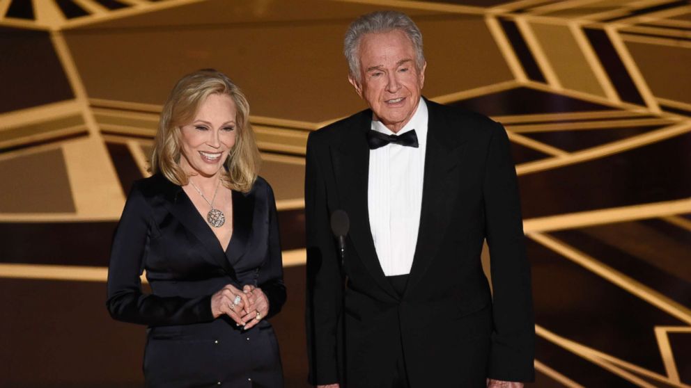 PHOTO: Faye Dunaway, left, and Warren Beatty present the award for best picture at the Oscars, March 4, 2018, at the Dolby Theatre in Los Angeles.