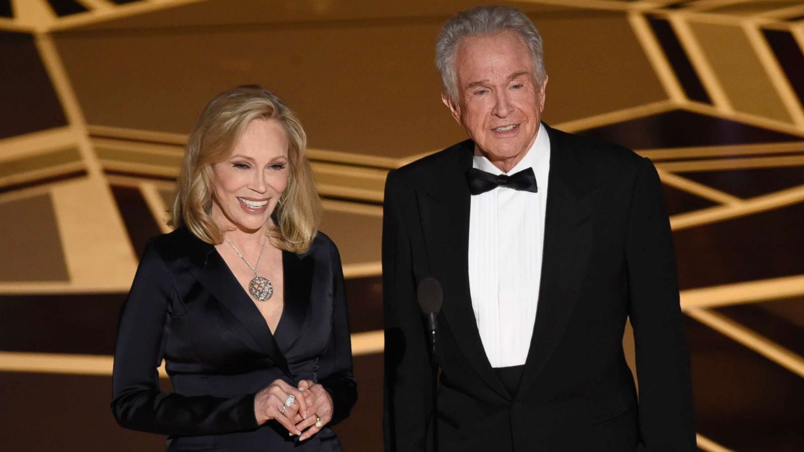 PHOTO: Faye Dunaway, left, and Warren Beatty present the award for best picture at the Oscars, March 4, 2018, at the Dolby Theatre in Los Angeles.