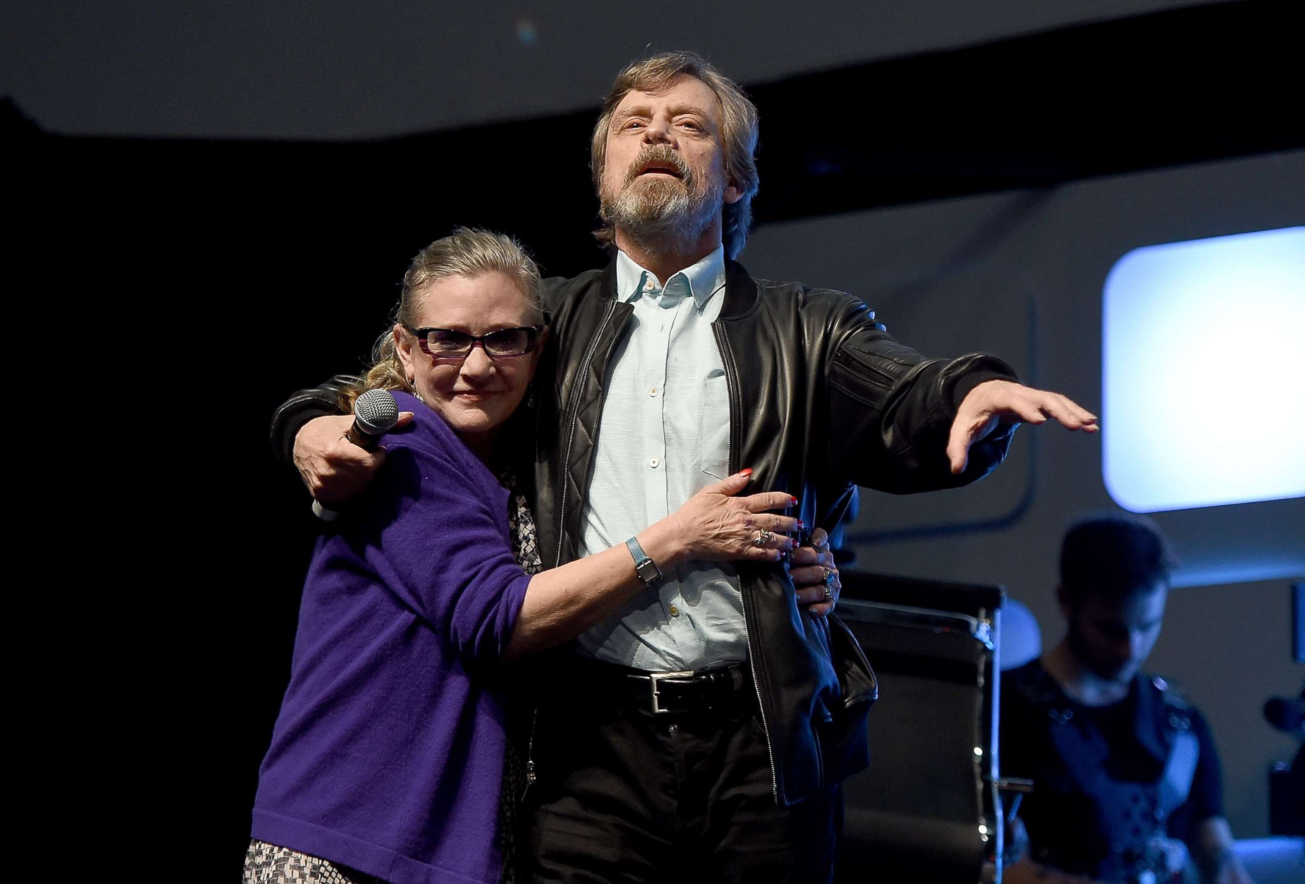 PHOTO: Carrie Fisher and  Mark Hamill at a Future Directors Panel at the Star Wars Celebration 2016, July 17, 2016, in London.