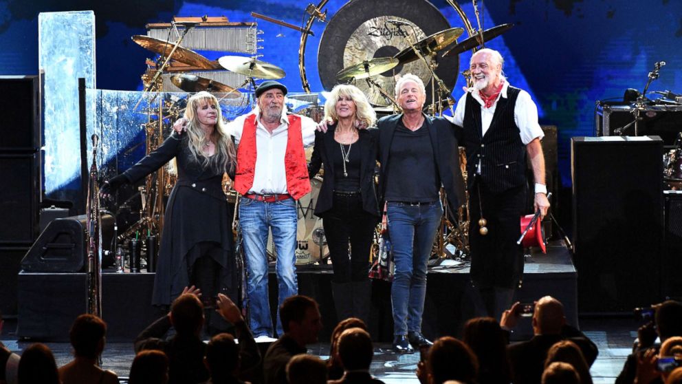 PHOTO: Stevie Nicks, John McVie, Christine McVie, Lindsey Buckingham and Mick Fleetwood are seen onstage during an event to honor Fleetwood Mac at Radio City Music Hall on Jan. 26, 2018 in New York.