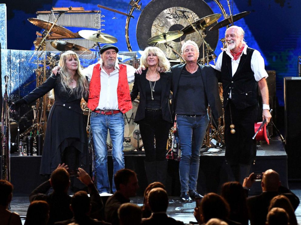 PHOTO: Stevie Nicks, John McVie, Christine McVie, Lindsey Buckingham and Mick Fleetwood are seen onstage during an event to honor Fleetwood Mac at Radio City Music Hall on Jan. 26, 2018 in New York.