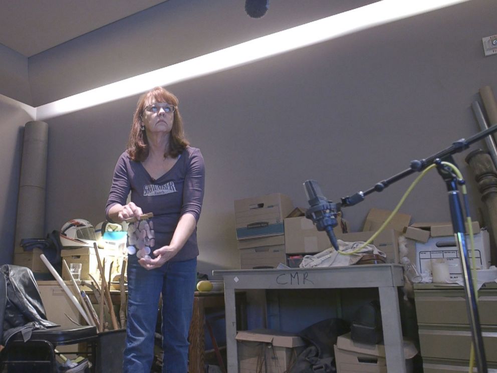 PHOTO: Foley artist Margie OMalley uses a wind chime to create the sound effects for the crystal critters in Star Wars: The Last Jedi.