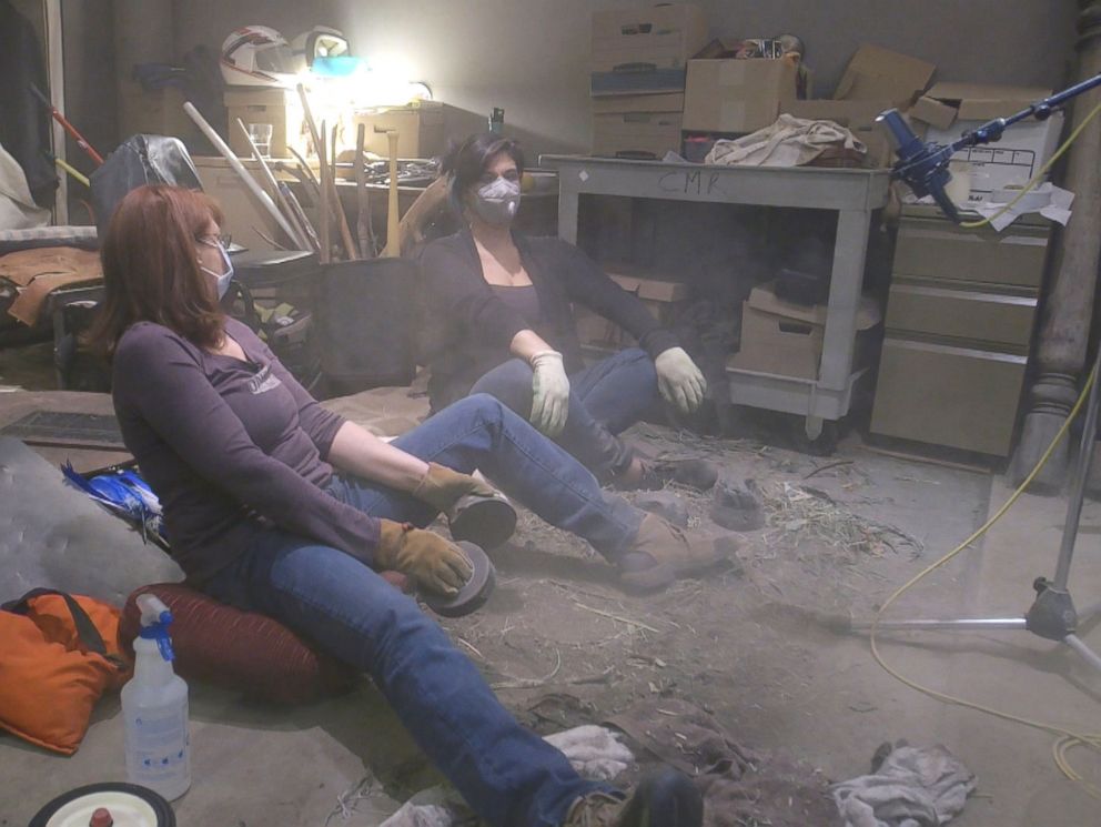 PHOTO: Foley artists Margie OMalley and Ronni Brown create the sound effects fathier creatures in Star Wars: The Last Jedi.
