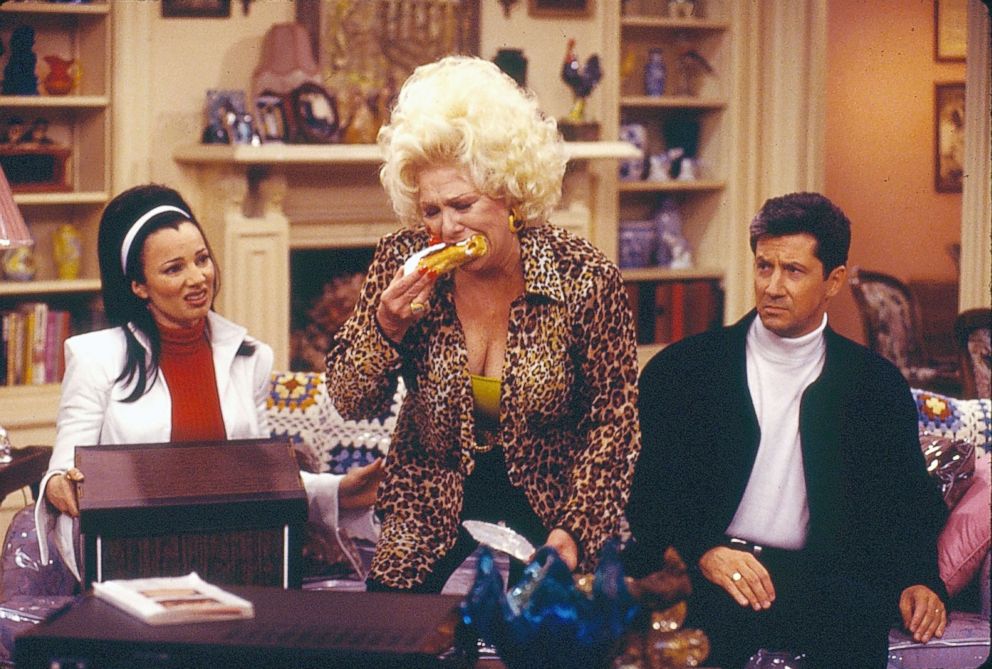 PHOTO: Fran Drescher (as Fran Fine), Renee Taylor (as Sylvia Fine) and Charles Shaughnessy (as Maxwell Sheffield) on the sitcom, "The Nanny," episode: "The Taxman Cometh," Oct. 25, 1996.