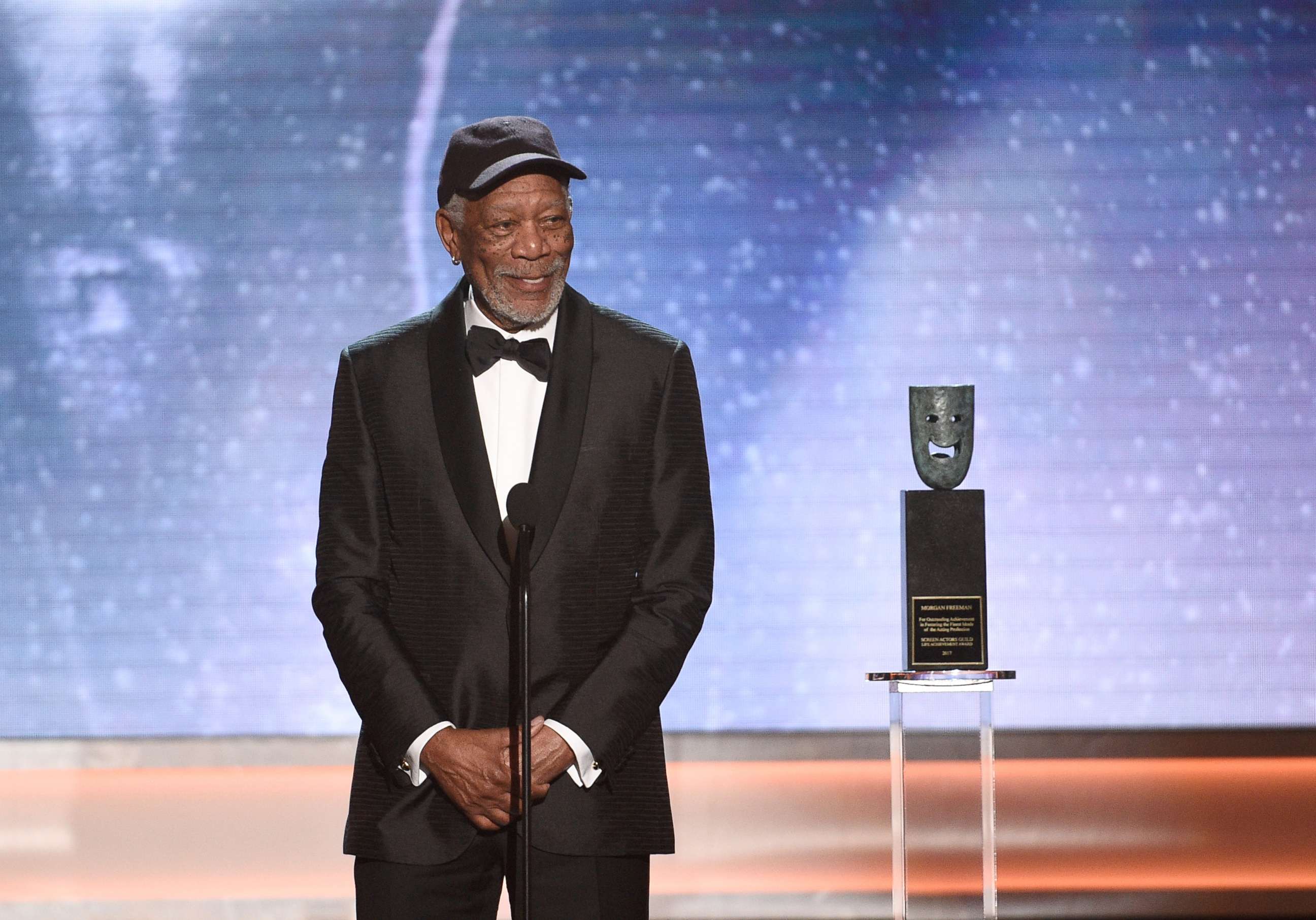 PHOTO: Morgan Freeman onstage during the 24th Annual Screen Actors Guild Awards at The Shrine Auditorium, Jan. 21, 2018, in Los Angeles.