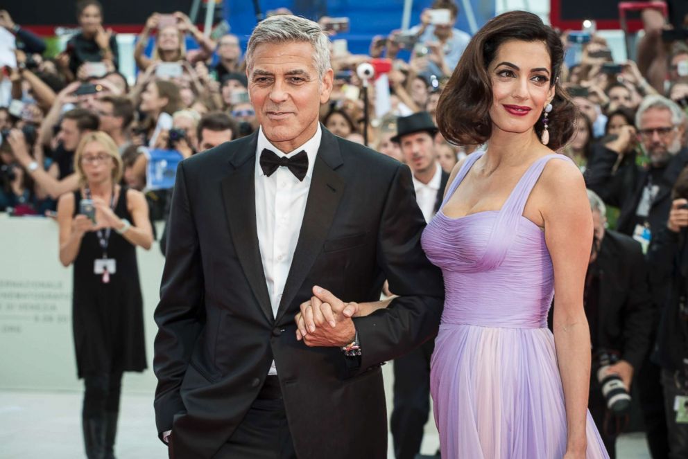 PHOTO: George Clooney and his wife Amal Alamuddin arrive for the screening of "Suburbicon" in Venice, Sept. 2, 2017.