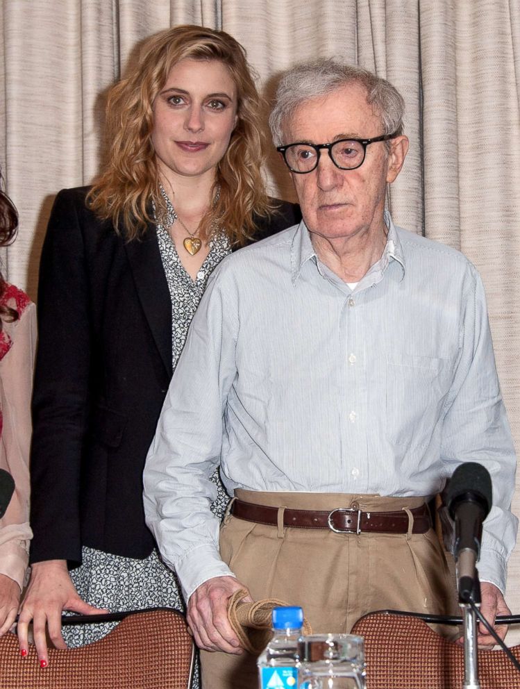 PHOTO: Greta Gerwig and Woody Allen attend the 'To Rome With Love' press conference at the Loews Regency Hotel Ballroom on June 19, 2012 in New York.