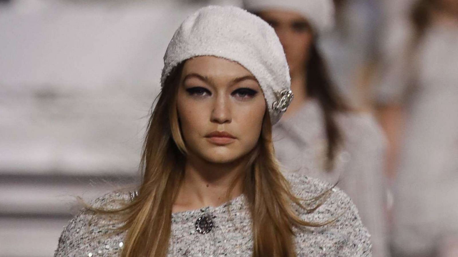 PHOTO: Model Gigi Hadid walks the runway during the Chanel Croisiere fashion show on May 3, 2018 at the Grand Palais in Paris.