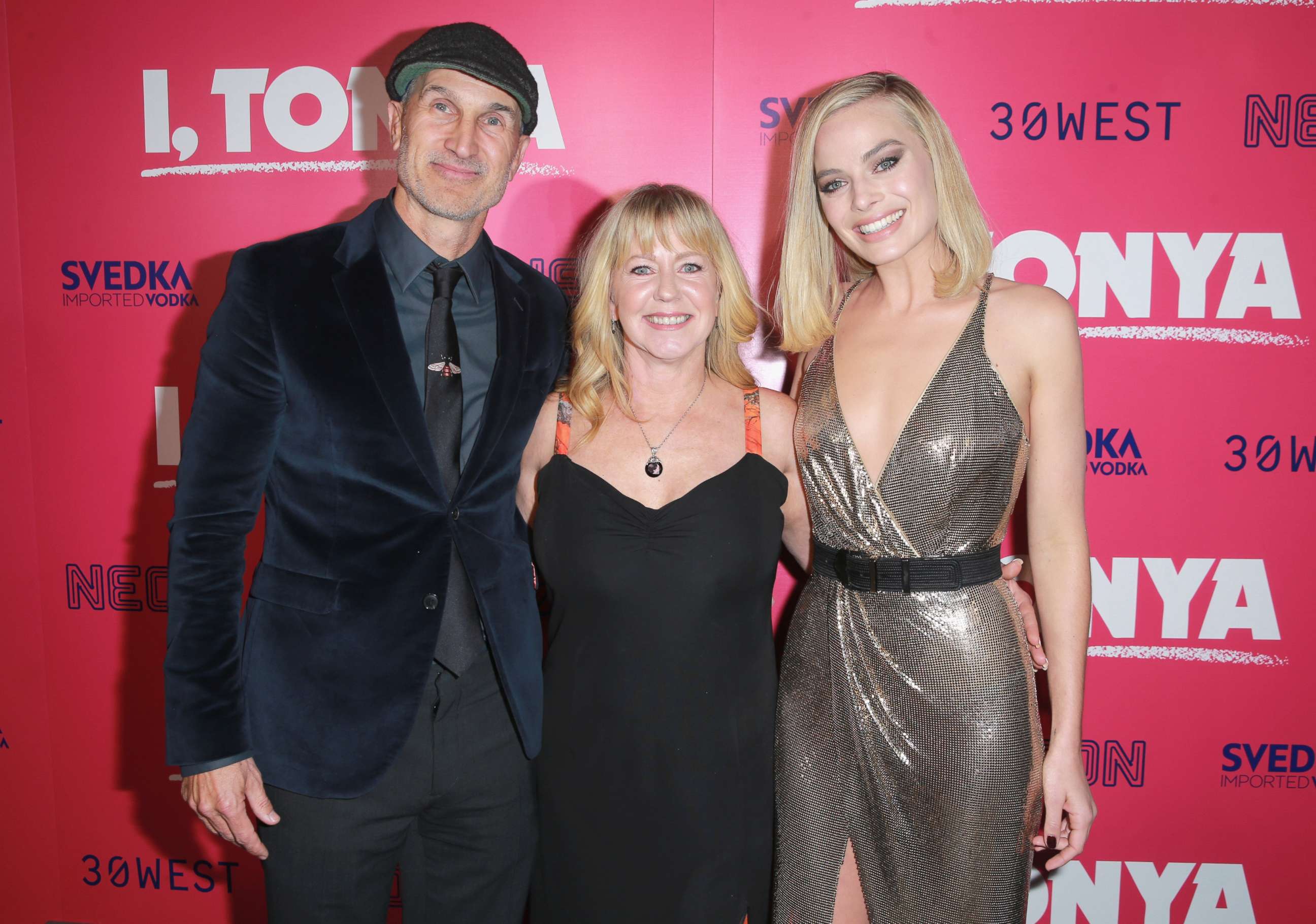 PHOTO: Craig Gillespie, Tonya Harding and Margot Robbie attend Premiere Of Neon's "I, Tonya" at the Egyptian Theatre, Dec. 5, 2017, in Hollywood, Calif.