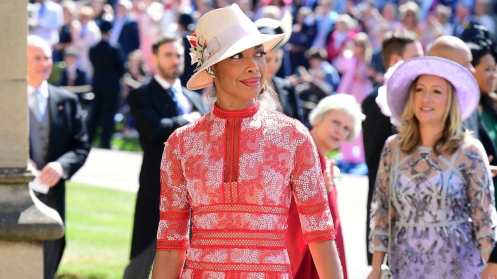 PHOTO: Gina Torres arrives for the wedding ceremony of Prince Harry and Meghan Markle at St. George's Chapel in Windsor Castle in Windsor, May 19, 2018.
