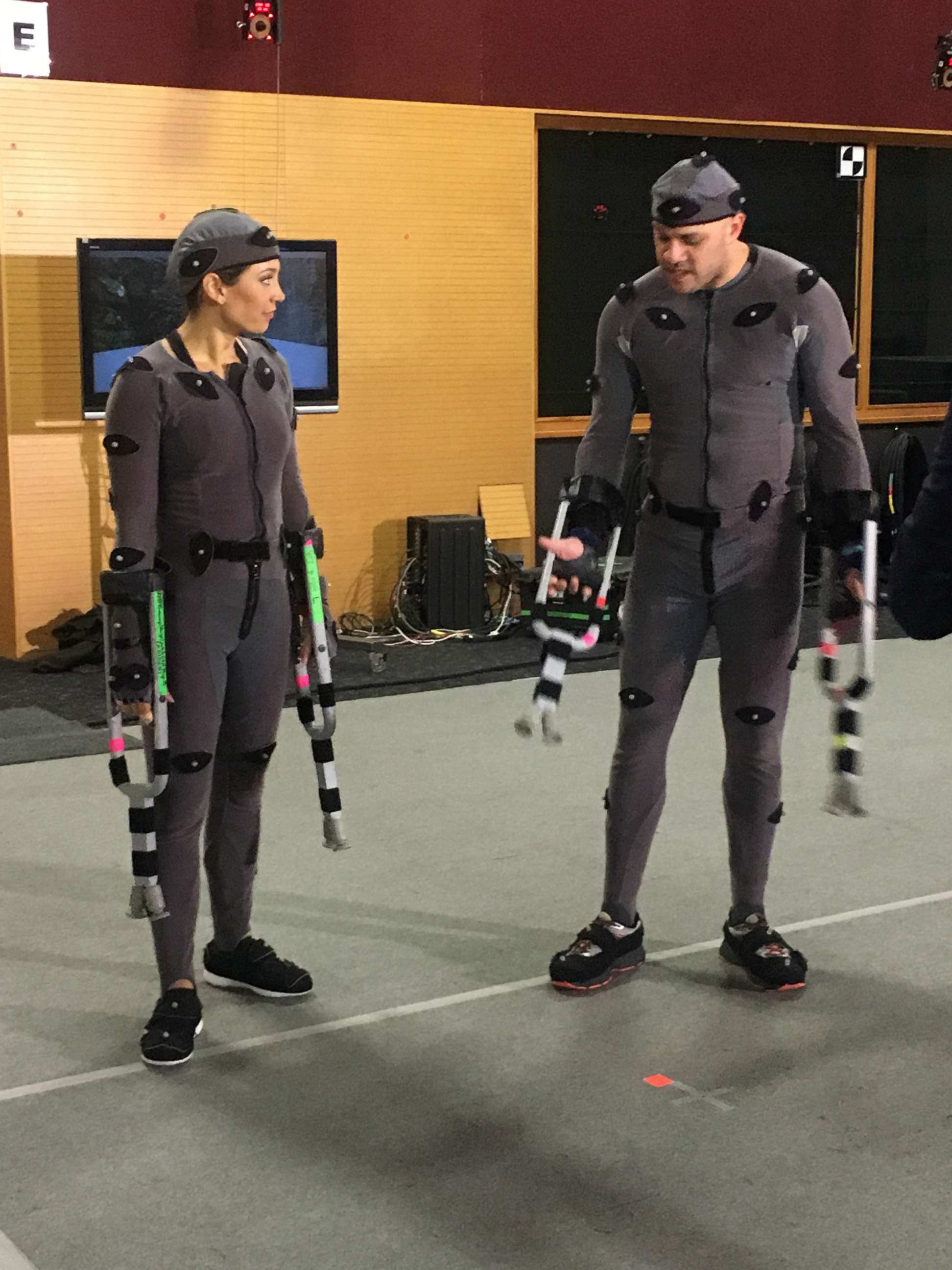 PHOTO: ABC News' Ginger Zee experiments with the motion capture technology used to create primates in the "Planet of the Apes" series at Weta Digital, Peter Jackson's the special effects company in Wellington, New Zealand.