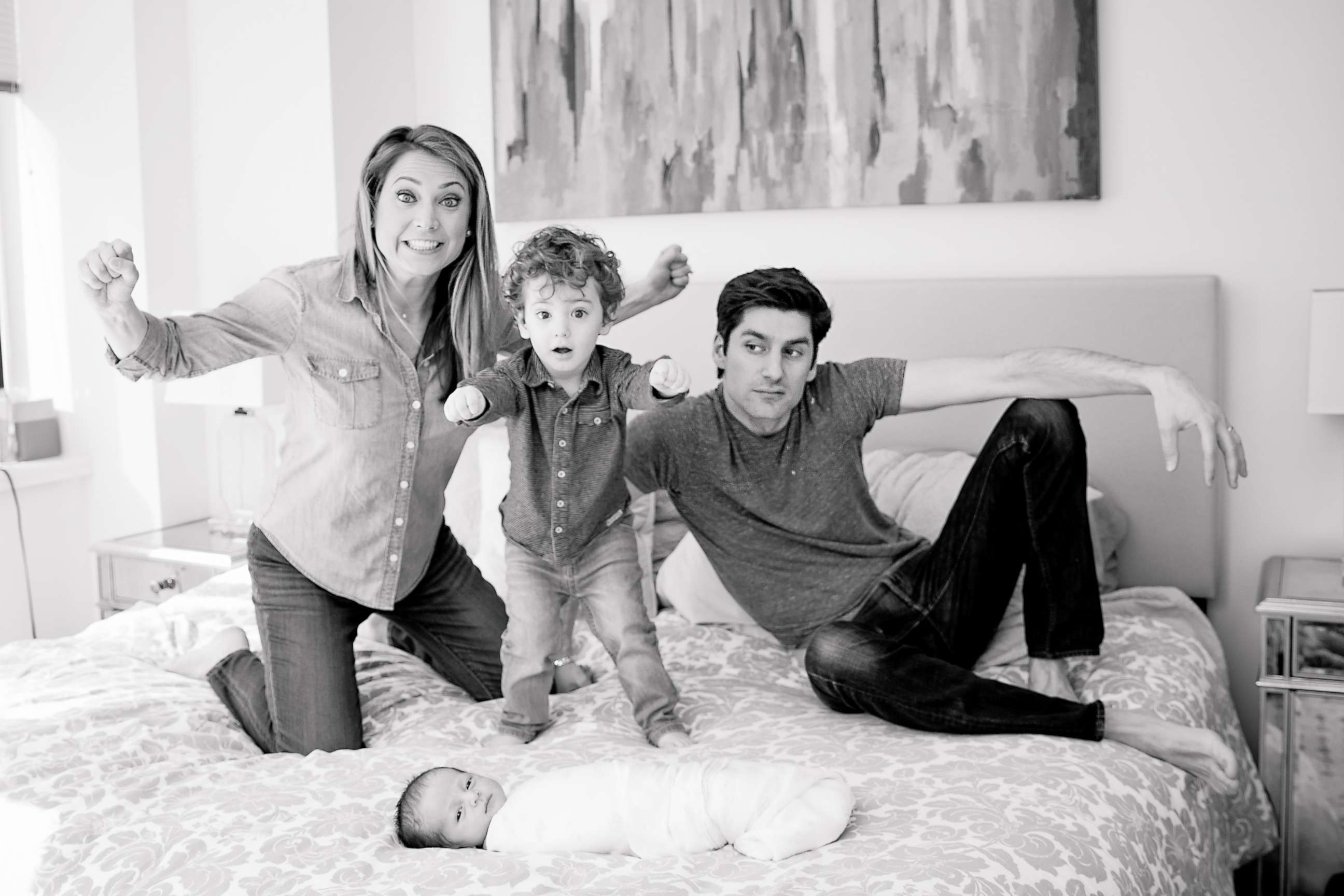 PHOTO: Ginger Zee and her husband Ben Aaron pose with their sons, Miles and Adrian.