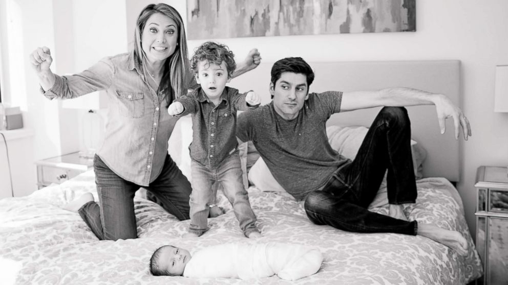 PHOTO: Ginger Zee and her husband Ben Aaron pose with their sons, Miles and Adrian.