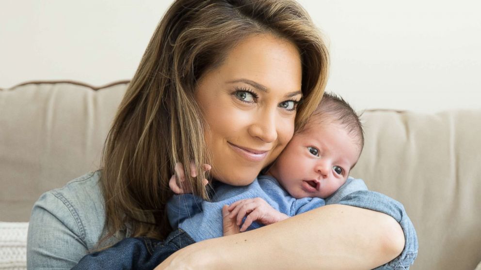 PHOTO: Ginger Zee holds her newborn son, Miles Macklin.