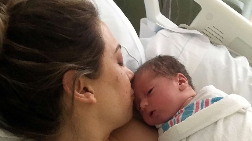 PHOTO: Ginger Zee shared a moment of her son, Adrian, hugging his new baby brother, Miles Macklin.