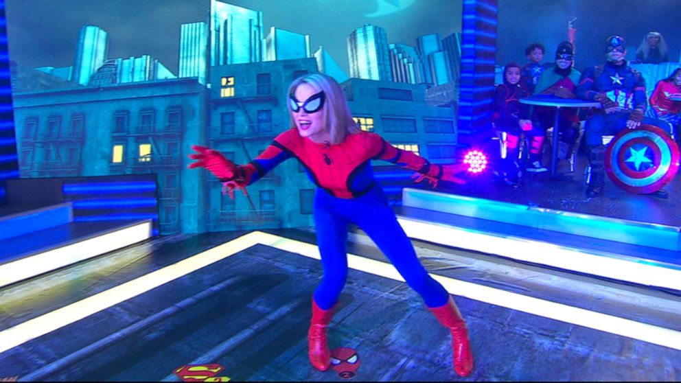 PHOTO: "Good Morning America's"  Amy Robach arrived in Times Square as Spider-Man for Halloween.
