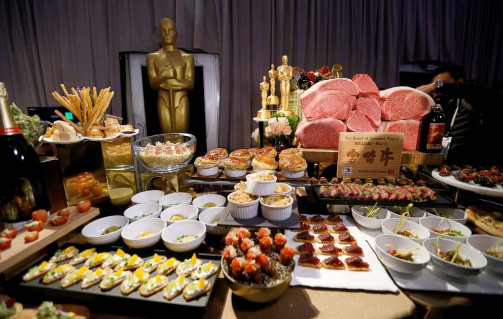 PHOTO: Food on display during a media preview of this year's Academy's Governors Ball in Los Angeles, March 1, 2018. 