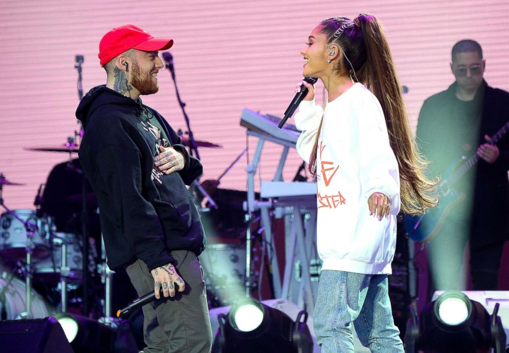 PHOTO: Mac Miller and Ariana Grande perform  during the One Love Manchester Benefit Concert on June 4, 2017, in Manchester, England.