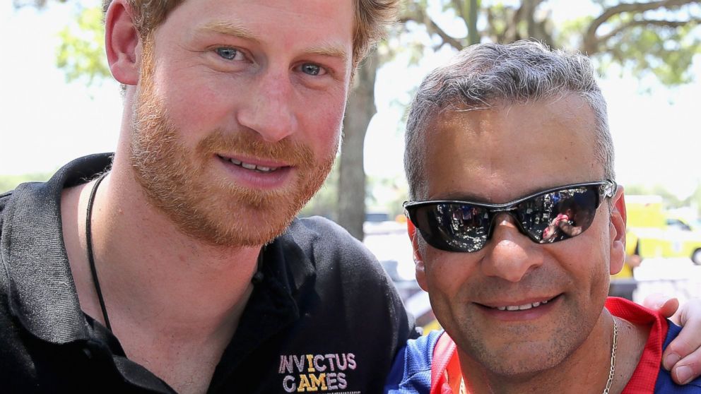 PHOTO: Prince Harry with Team USA Ivan Castro at the road cycling event during the Invictus Games Orlando 2016 at ESPN Wide World of Sports on May 9, 2016 in Orlando, Fla. rehabilitation.