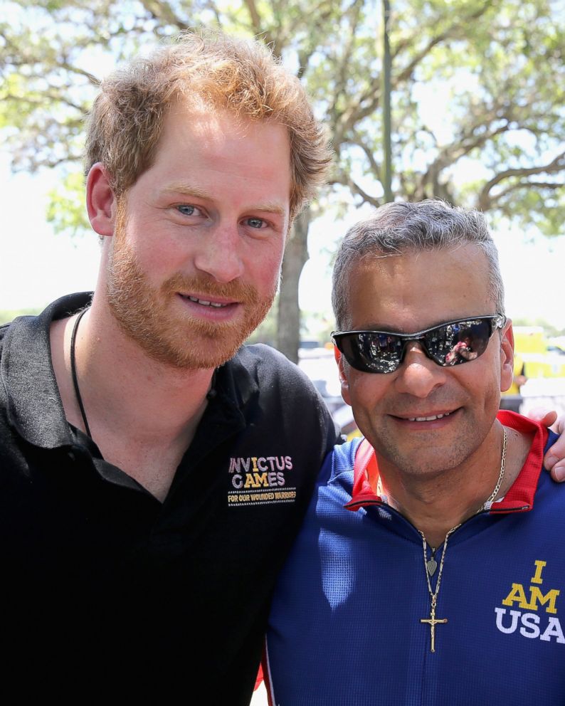 PHOTO: Prince Harry with Team USA Ivan Castro at the road cycling event during the Invictus Games Orlando 2016 at ESPN Wide World of Sports on May 9, 2016 in Orlando, Fla. rehabilitation.
