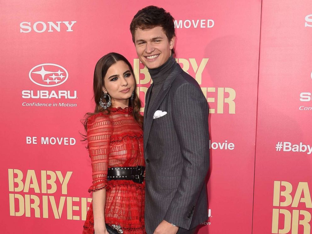 PHOTO: Ansel Elgort and Violetta Komyshan attend the premiere of Baby Driver, June 14, 2017, at The Theatre at the Ace Hotel in Los Angeles.