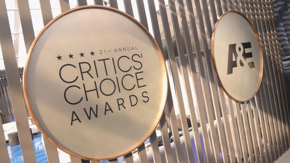 Signage for the 21st annual Critics' Choice Awards and A&E are displayed at the 21st annual Critics' Choice Awards at Barker Hangar, Jan. 17, 2016, in Santa Monica, California. 