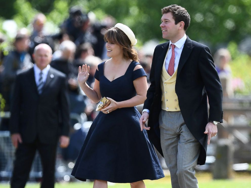 PHOTO: Britains Princess Eugenie arrives for the wedding of Pippa Middleton and James Matthews at St Marks Church in Englefield, west of London, on May 20, 2017.