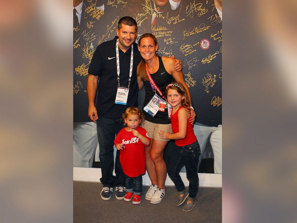 PHOTO: U.S. Olympian Christie Rampone visits the USA House with her family at the Royal College of Art on August 10, 2012 in London.