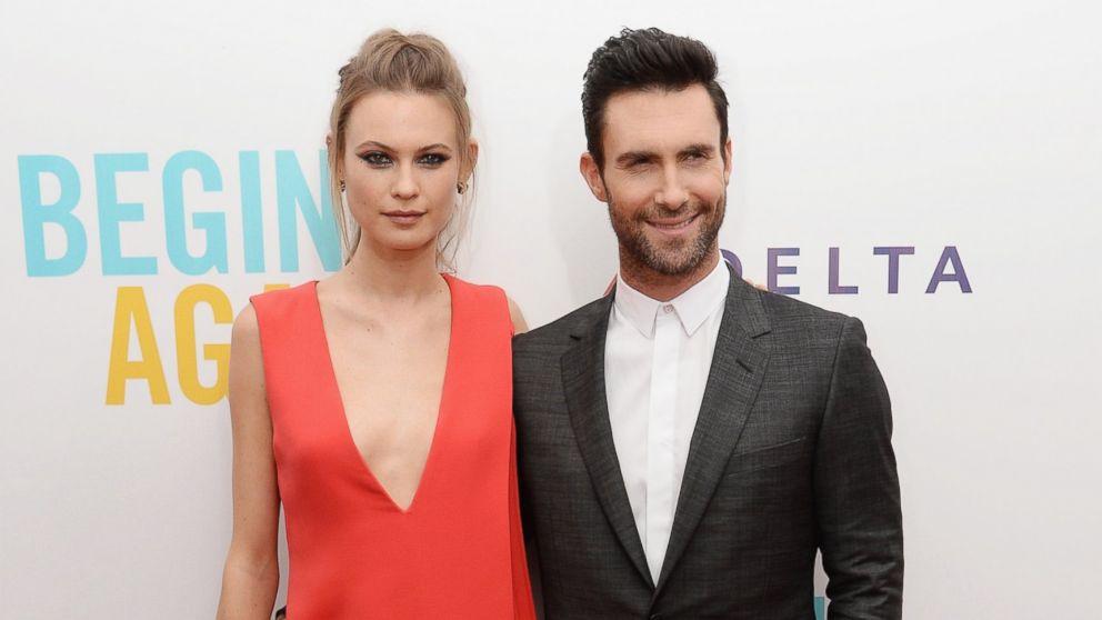 PHOTO: Model Behati Prinsloo and Adam Levine attend the "Begin Again" premiere at SVA Theater on June 25, 2014 in New York City.  