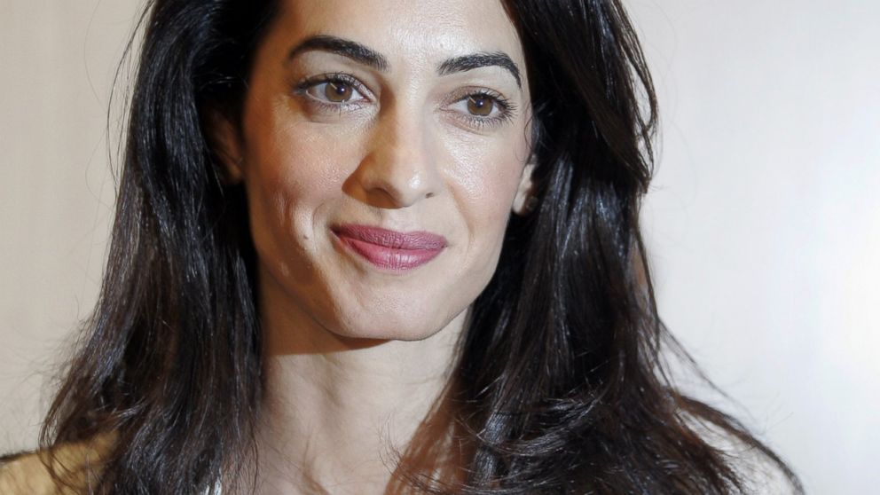 Amal Alamuddin Clooney attends a press conference at the Acropolis Museum in Athens on Oct. 15, 2014 in Athens, Greece.