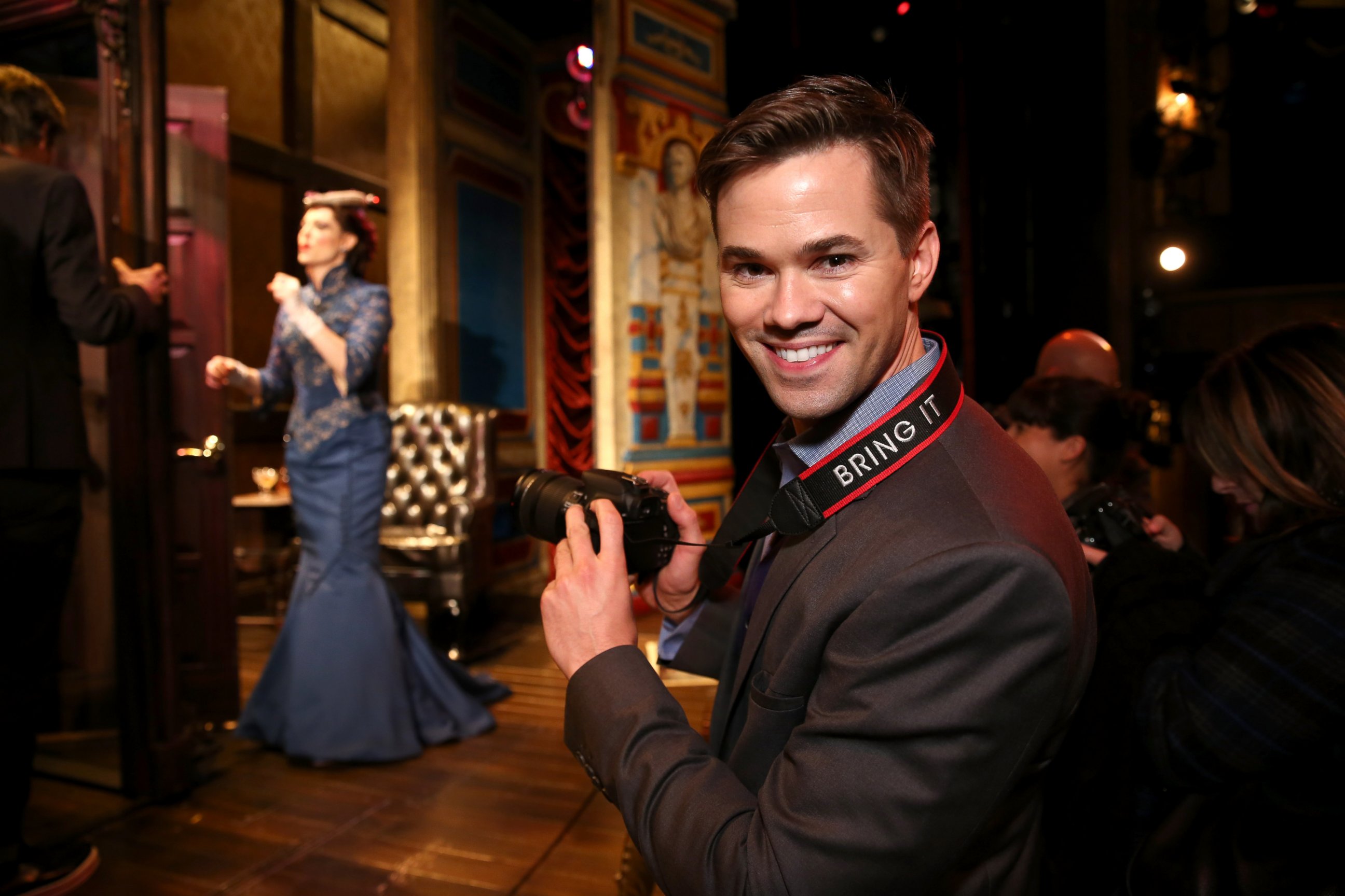 PHOTO: Andrew Rannells hosts the Canon #BRINGIT Tour Of NYC at "A Gentleman's Guide to Love and Murder" on Dece. 3, 2014 in New York City.